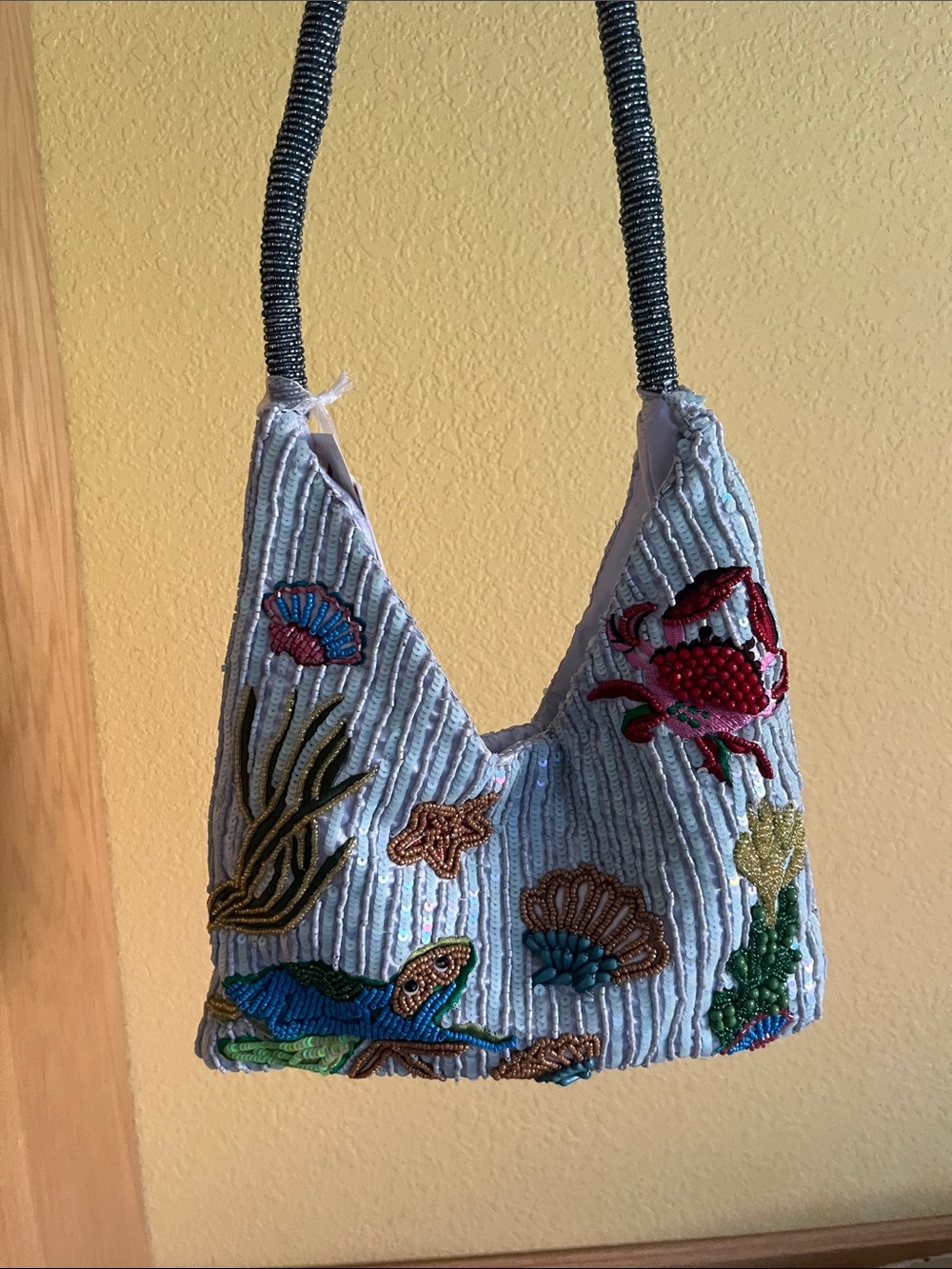 TikTok viral sensation. Under the sea Beaded Ocean-Scene Shoulder Bag